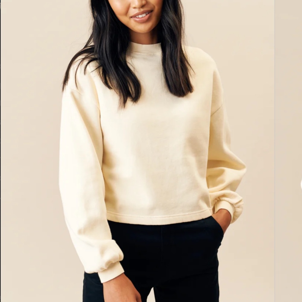Kotn balloon-sleeve sweatshirt in Alabaster